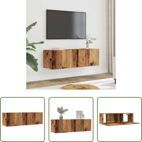 Meubles TV - Meubles TV muraux 2 pcs vieux bois 100x30x30 cm (1/5)