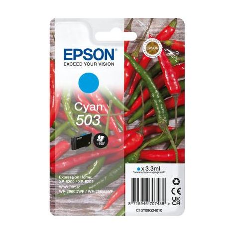 Epson C13T09Q24020 Cartuccia Peperoncino 503 Comp con Expression Home XP 5200 XP 5205 Ciano (1/2)