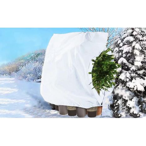 Lot de 2 housses de protection contre le gel en polaire pour plantes, vestes hivernales protégeant du froid, taille moyenne 100 x 80 cm, beige (1/5)
