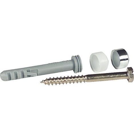 Fischer – Fixation pour WC – Chevilles et vis en laiton pour montage traversant – Capuchons chromés et blancs – Modèle S 8 RD 80 (1/5)