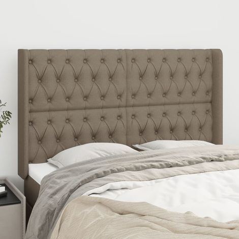 vidaXL Tête de lit avec oreilles Taupe 147x16x118/128 cm Tissu (1/5)