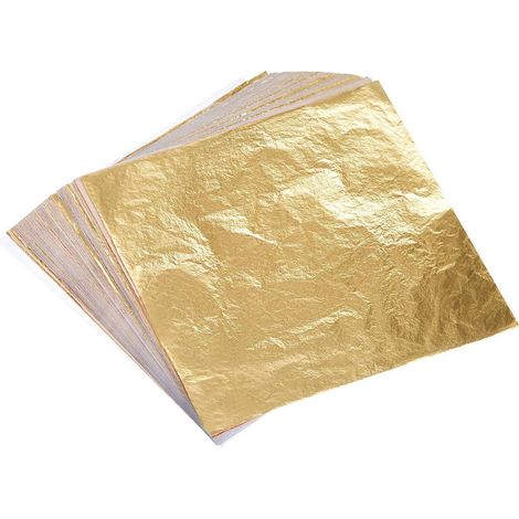 100 fogli di foglia d'oro imitazione per arti, doratura e decorazione, 14 x 14 cm (1/4)