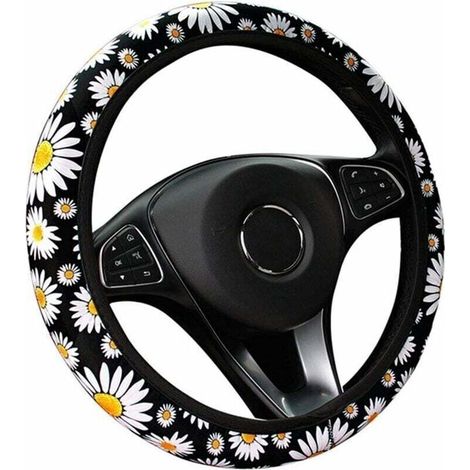 Couvre Volant Voiture Mignon Daisy Fleur Voiture décoration intérieure tricoté Couverture de Volant Universel Voiture Accessoires Couverture de Roue sans Anneau intérieur (1/5)