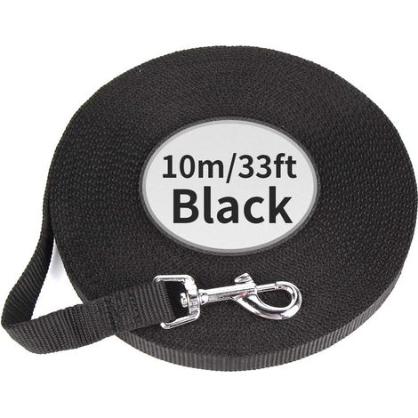 Longe pour Chien,Sangle de dressage pour chiens Laisse de dressage pour chien Idéal Promenade ou arrimage,Grosse en Nylon Corde (10M, Noir) (1/5)