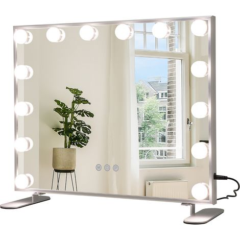Miroir Maquillage Hollywood 14 Ampoules LED Tactile Éclairage Luminosité Rglable Blanc Froid/Chaud/Neutre (1/2)