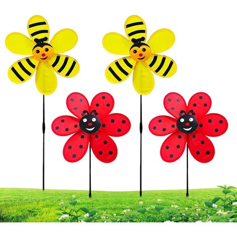 Molino de viento al aire libre Molino de viento para césped Spinner de viento decorativo de mariquita y abeja para exteriores, jardín, patio, césped (1/5)