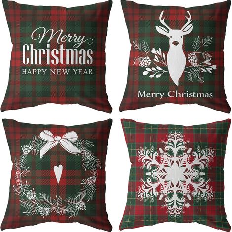 4housse de coussin-thème de Noël-diamant de lin-carré-coussins décoratifs45x45centimètre (1/5)