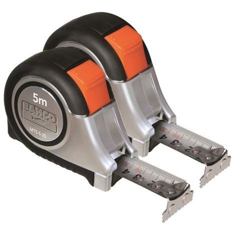 Bahco MTS-5-25-E / MTS-8-25-E Tape Measures Metric Imperial 5m 8m Twin Pack