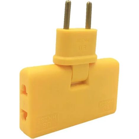 Multiprise pivotante EU avec 3 prises, 180°, compacte et légère, jaune, 1 pièce (1/4)