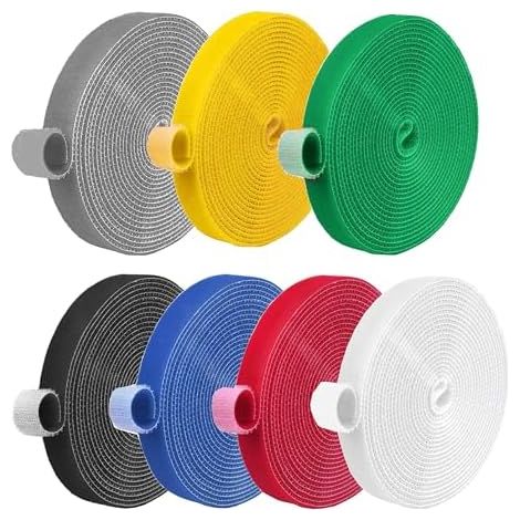 7 Rouleau Attaches de Câble,Sangles Câble,Bande auto-Agrippante,Sangle Réutilisable Câble Pour la Maison et Au Bureau Gestion des Câbles Ranger 20mmx3m - (1/5)