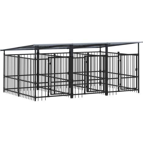Chenil d'extérieur avec toit pour chiens Acier 5,63 m² vidaXL (1/6)