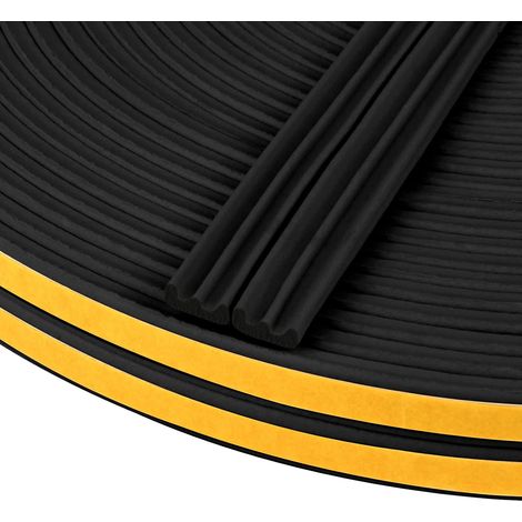 joint de porte profil en E, Autocollant Joint d'Étanchéité Porte, Joint Fenetre Isolation avec Forte Adhérence, Isoler du Bruit, Anti-collision et Anti-intempéries, (Noir 2 10M) (1/5)