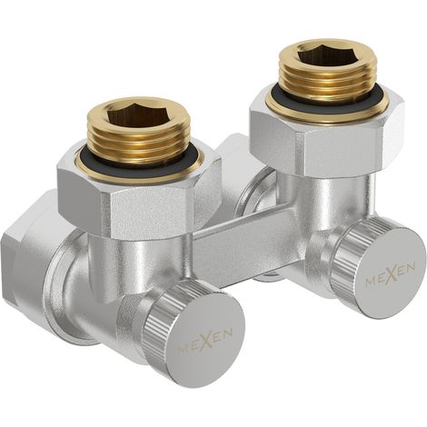 Mexen – Vanne chauffage central 1/2' G avec raccord PEX 16 mm en laiton nickel – Résistance à la corrosion – W91101601