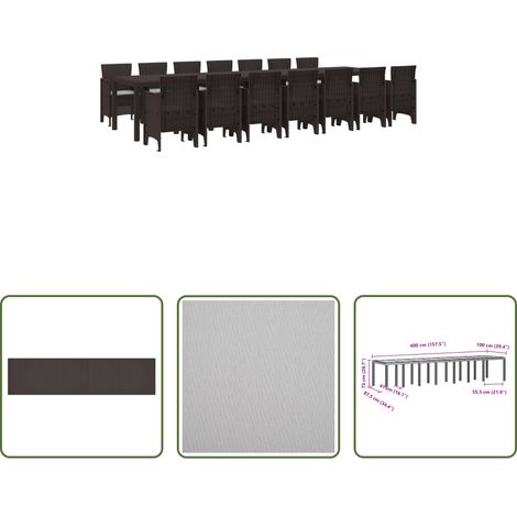 Gartenstuhl - Garten-Esszimmergarnitur mit Kissen mit Kissen 15 pcs Braun PP (1/5)