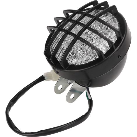 Phare Moto 12V avec Grille Protection, Feux de Croisement et Route Super Lumineux, Universel pour Scooters et Motos (1/5)