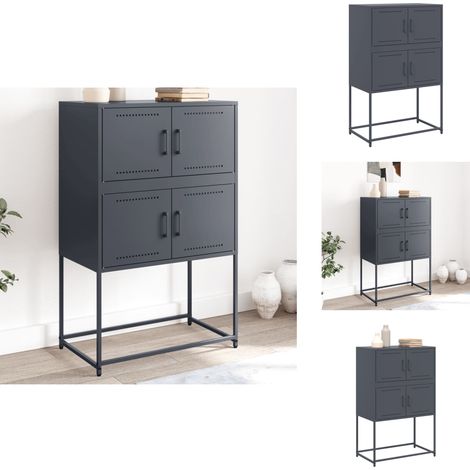 Sideboard Anthrazit 68,5x38,5x107 cm Stahl - Industrielles Sideboard - Sideboard Metall - Sideboard Anthrazit - Schreibtisch Sideboard - Wohnraumorganisation (1/5)