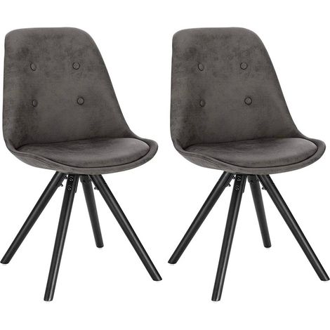 WOLTU 2 x Esszimmerstühle 2er Set Esszimmerstuhl, Sitzfläche aus Stoffbezug, Design Stuhl, Küchenstuhl, Holzgestell, Antiklederoptik Anthrazit (1/5)