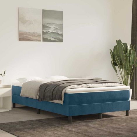 Sommier à ressorts de lit - Sommier pour Adulte et Enfant - Bleu foncé 120x200 cm Velours BV852240 - BonneVie (1/5)