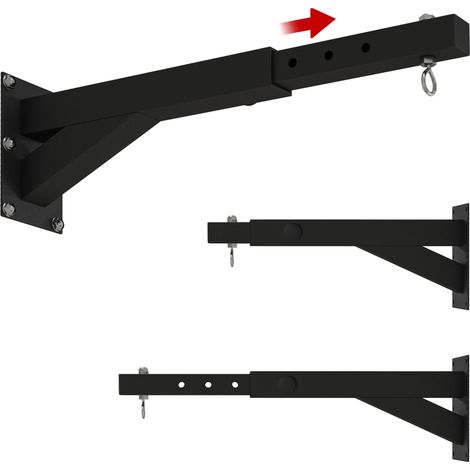 Support mural pour sac de frappe, réglable en longueur sur 5 niveaux, supportant jusqu'à 60 kg, en acier noir. (1/5)