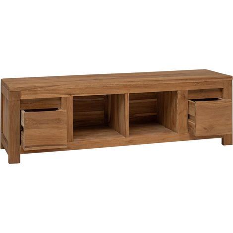 Maison Exclusive - Mobile TV 110 x 30 x 35 cm Naturale Legno di teak solido (1/5)