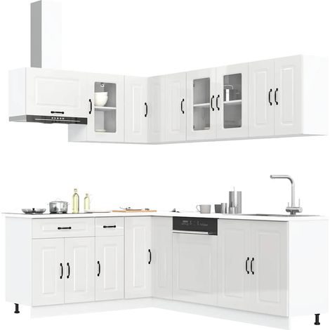Mueble cocina Kalmar blanco brillo 11 pzas madera contrachapada vidaXL (1/5)