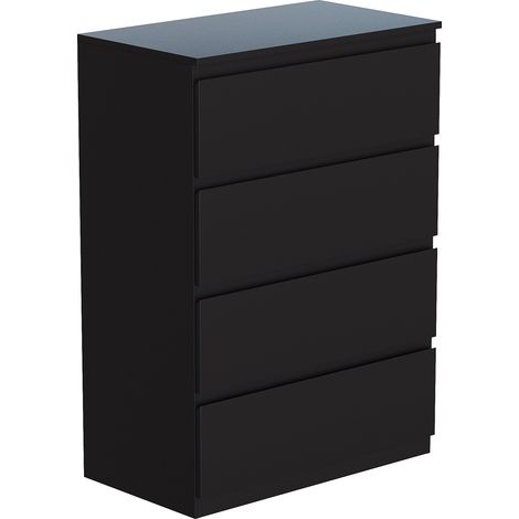 Denver 4 Drawer Chest of Drawers Bedroom Storage Furniture, Black