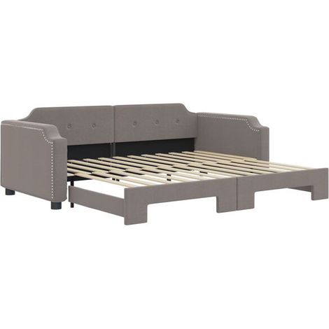Canapé-lit avec matelas gigogne (matelas non inclus), taupe, 80 x 200 cm (1/5)
