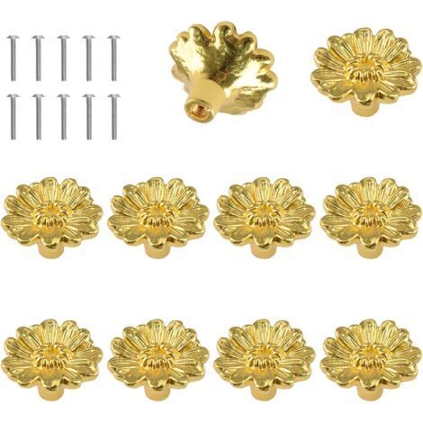 Set mit 10 blütenförmigen Schrankknöpfen aus Zinklegierung für Kleiderschränke, Schubladen, Kommoden, Einzelloch (1/5)