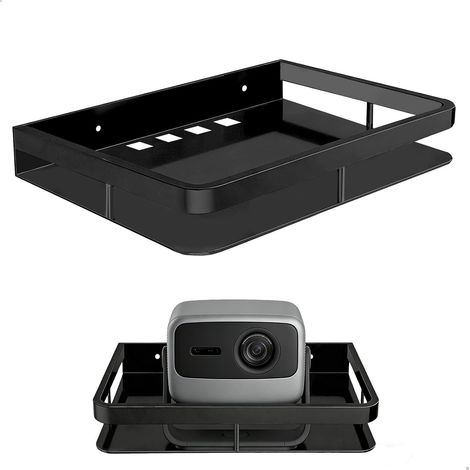 Supporto Proiettore, Supporto Proiettore a Soffitto Con Ringhiera Rialzata e Vite Set, Metallico Support Videoprojecteur per TV Box, Router, Ricevitore, Lettore DVD, Accessori TV (Nero) (1/5)