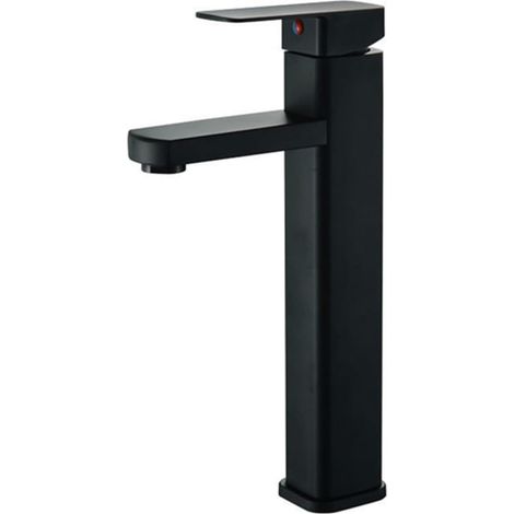 Robinet de cuisine Robinet de lavabo, robinet d'évier noir, mélangeur d'eau froide et chaude, robinet de bain en acier inoxydable court ou haut, robinetterie à trou (1/5)