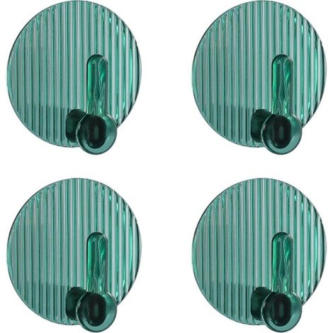 Lot de 4 Patères Murales, Patères, Crochets Autocollants, sans Perçage, Patères Autocollantes Solides pour Porte-serviettes, Salle de Bain, Douche, Cuisine, Clés, Porte (Vert) (1/5)