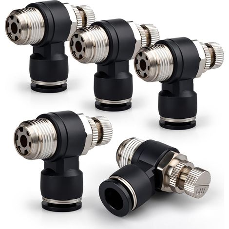 5 Pcs 10mm OD Tube x 1/4" BSP Coude 90 Degrés Raccord Rapide pour Conduite d'Air SL10-02 (1/5)