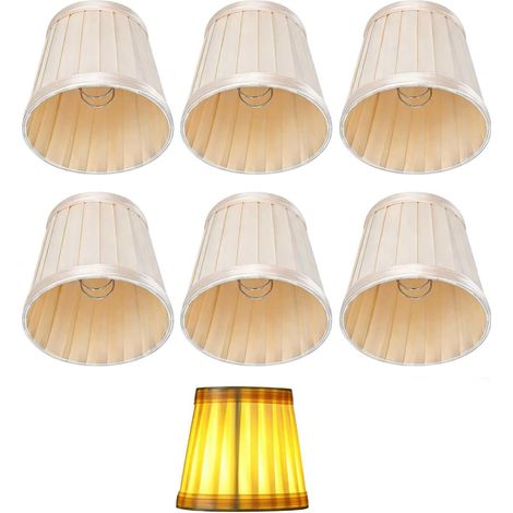 Small Lampshade, Fabric Lampshades, Small Lampshades for Chandelier, Set of 6 Small Clip-On Lampshades for Candlestick Chandelier, 8.5 x 12 x 11 cm (1/5)