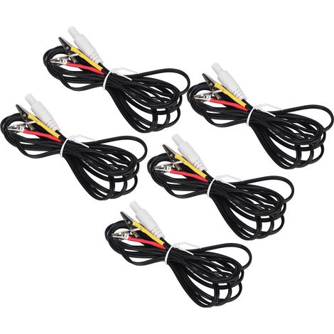 schwarze Elektrodenkabel für TENS-Geräte - 5er-Pack Massagekabel (1/5)