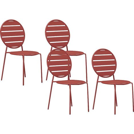 Lot de 4 chaises de jardin empilables en métal - Terracotta - MONTEFARO de MYLIA