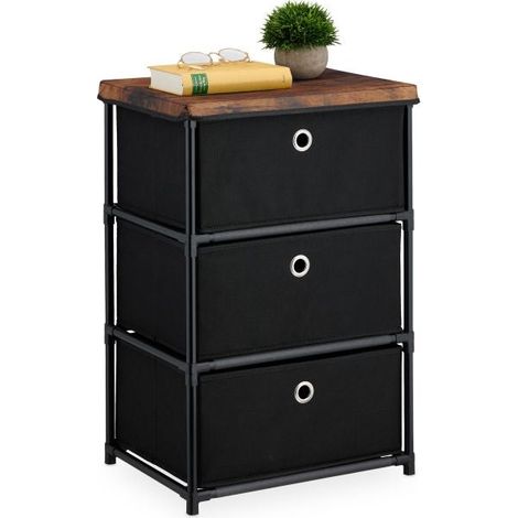 Kommode im holzdesign mit stoffschubladen 88304
