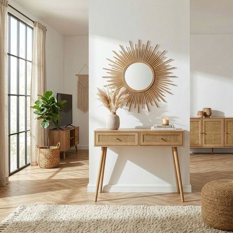 Console - HOME DECO FACTORY - Bali - 2 Tiroirs - Beige