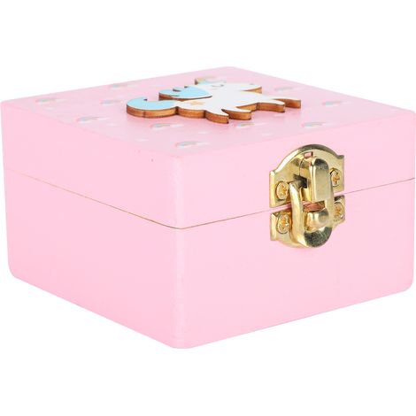 Boîte à musique en bois à manivelle, à monter soi-même, pour la décoration intérieure, cadeau d'anniversaire ou de Noël (rose) (1/5)