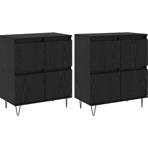 2 pcs Buffet,Bahut,Meuble de Rangements Chêne noir 120 x 35 x 70 cm Bois d'ingénierie CFW90562 (1/5)