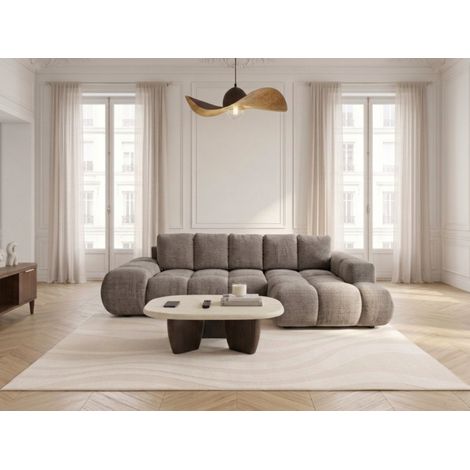 BOBOCHIC - Canapé d'angle convertible SAMBA tissu texturé Angle droit Taupe (1/5)