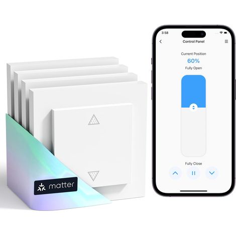 Interrupteur Volet Roulant Connecté WiFi (FIL NEUTRE REQUIS), Interrupteur de Rideau Domotique Compatible avec HomeKit, et Home, Contrôle de Pourcentage, 4 pièces (1/5)
