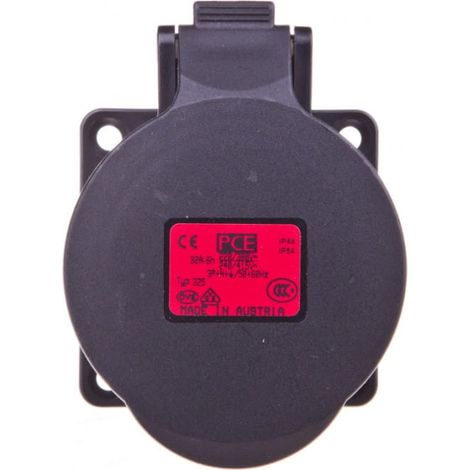 Presa da pannello 32A 5P 400V /70x70/ nera IP44 325-6x