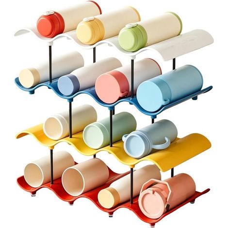38 x 20 x 38 cm, Étagère de rangement pour bouteilles, affichage design vague, organiseur à plusieurs niveaux avec panneau solide, fixation de cuisine avec texture raffinée,comptoir de garde-manger (1/4)