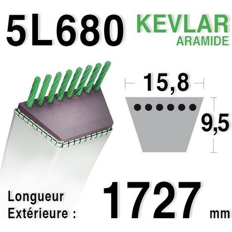 Courroie pour moteur thermique 5L680 – Longueur 1727,20 mm – Largeur 15,88 mm – Compatible MTD et Yamaha