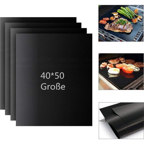 BBQ Grillmatte,5er Set BBQ Antihaft Grill-und Backmatte Wiederverwendbar Premium Grill- und Backmatte mit Teflon Antihaftbeschichtung für Grill und Backofen,grillmatte 40 33cm (1/5)