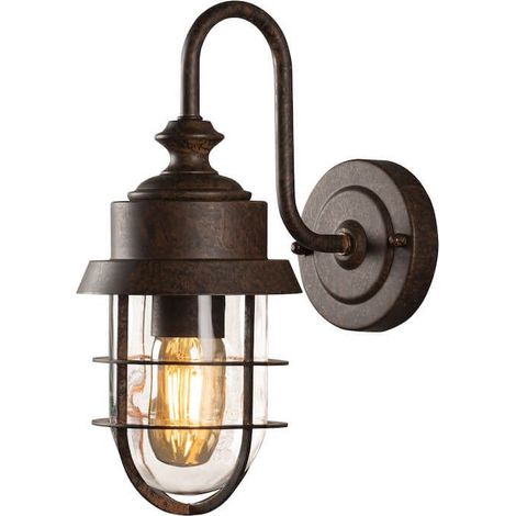 Konstsmide Cerignola Cerignola Outdoor Classic Lantern Applique Murale Noir, Rouille Verre Clair E27, IP44 (1/3)
