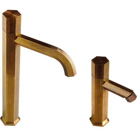 Kit miscelatori lavabo alto e bidet monoforo in ottone naturale modello esagonale Mamoli Hexagonal KITHEX5 (1/3)