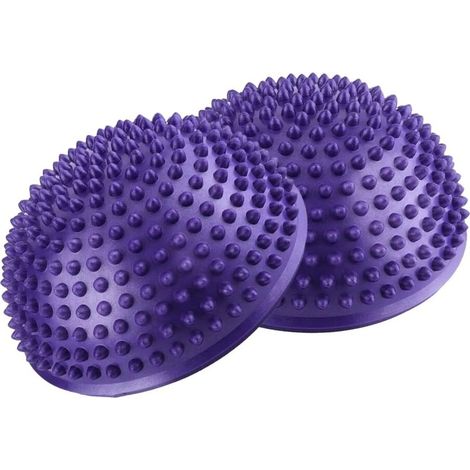 MINKUROW Palla Per Massaggio Ai Piedi, Pvc Yoga Emisferi Massaggio Esercizio Trainer Palla Per Equilibrio Fitness (Viola) (1/5)