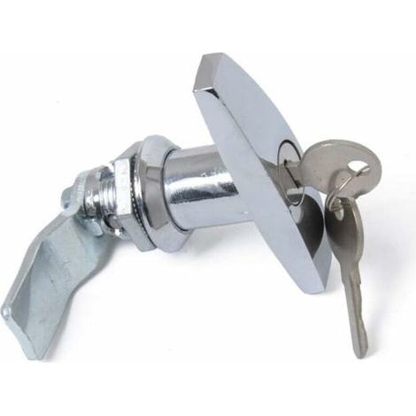 Serrure à Poignée en T avec Clé, Alliage d'Aluminium Loquet de Porte de Remorque Verrouillage de Poignée en T Verrou Universel de Poignée en T pour Trailers Campers,Argent (1/4)