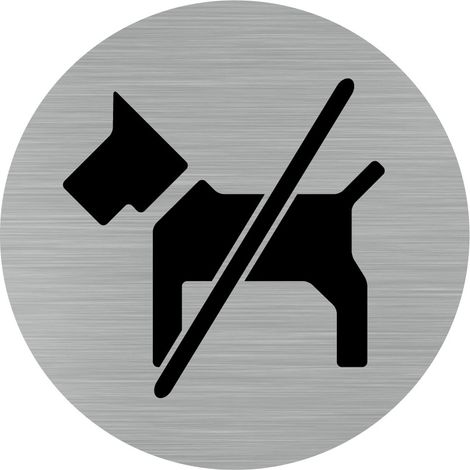 Pictogramme Interdit aux Chiens (Q0165).- Adhésif aspect aluminium brossé - Diamètre 76 mm (1/5)